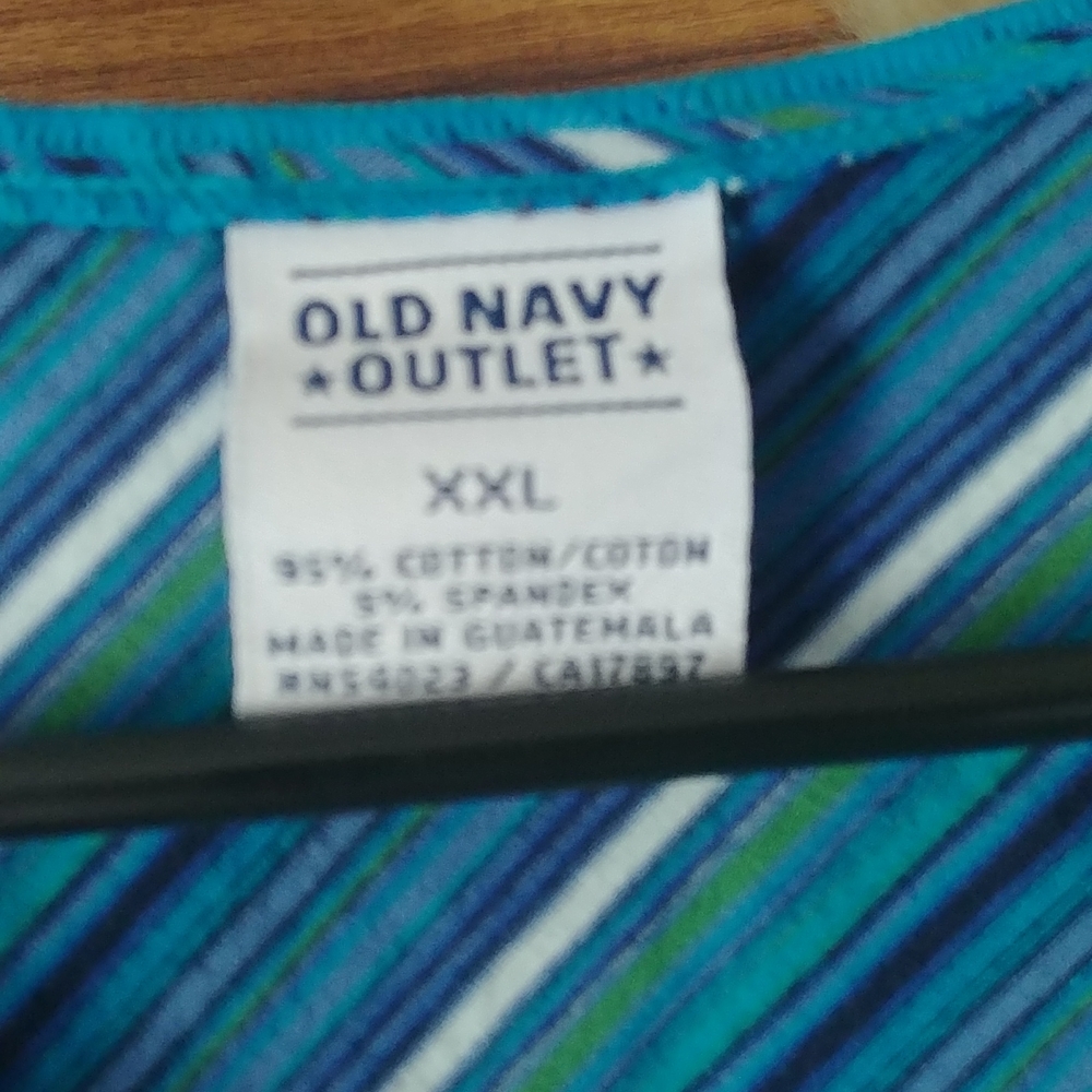 3/$25 Women's Old Navy V Neck Tee Blue Purple Teal Stripe Size XXL Y2K 90s - Picture 2 of 2